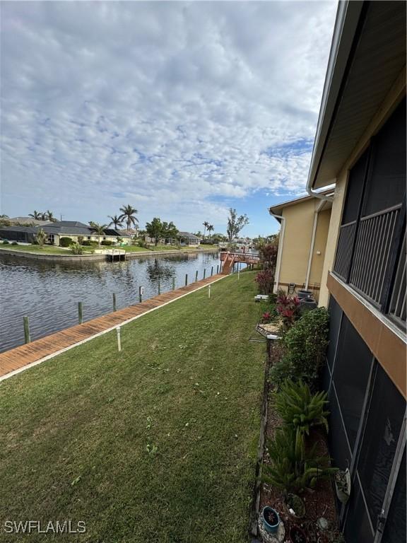 view of yard with a water view