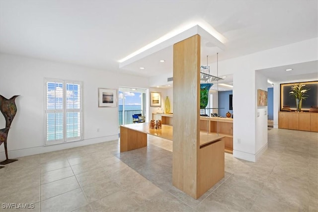 kitchen with light tile patterned floors