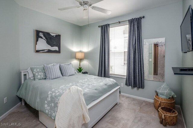 bedroom featuring ceiling fan