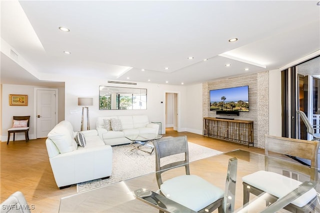 living room featuring light wood-type flooring