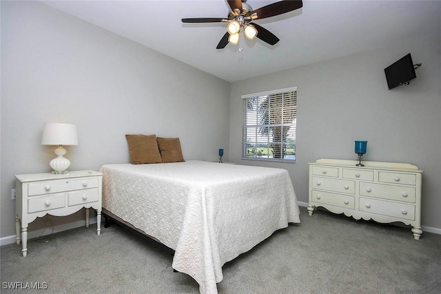 16590 Crownsbury Way Unit 102, Fort Myers, FL 33908 - bedroom featuring carpet flooring, baseboards, lofted ceiling, and ceiling fan