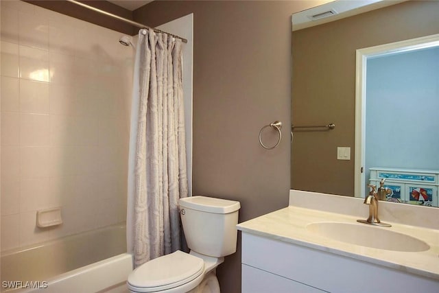 16590 Crownsbury Way Unit 102, Fort Myers, FL 33908 - full bathroom with toilet, vanity, and shower / bathtub combination with curtain