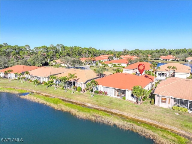 bird's eye view featuring a water view