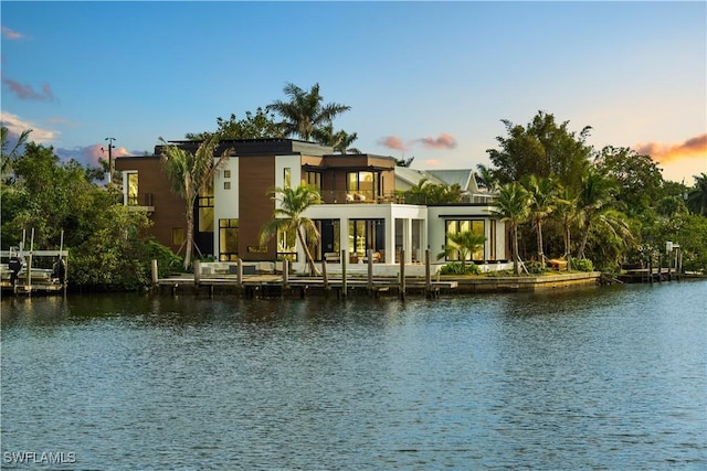 property view of water featuring a dock