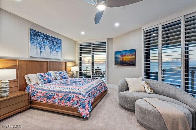 bedroom with carpet flooring and ceiling fan