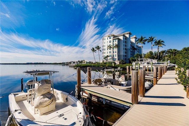 dock area featuring a water view