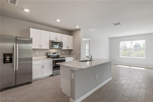 kitchen with white cabinetry, sink, and appliances with stainless steel finishes