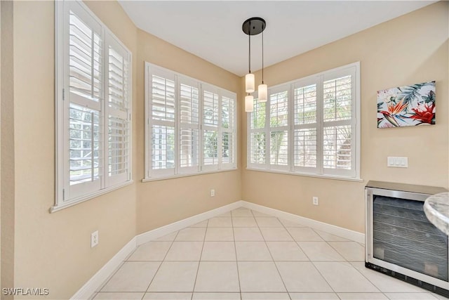 dining area with light tile patterned floors