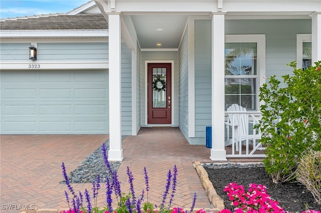 entrance to property with a garage