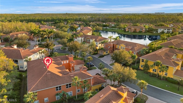 bird's eye view featuring a water view