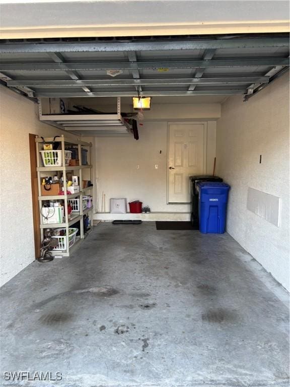 garage with a garage door opener