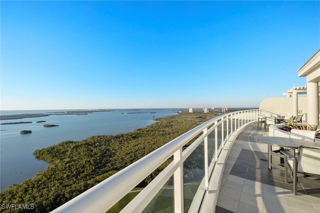 balcony with a water view