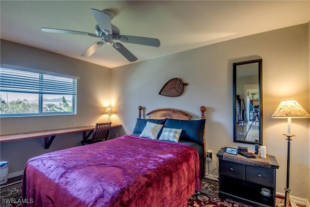 bedroom featuring ceiling fan