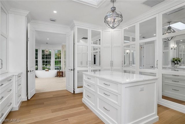 spacious closet featuring light wood-type flooring