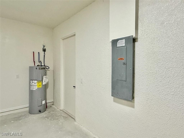 utilities with water heater and electric panel