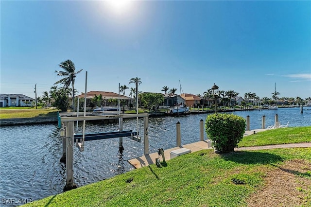 dock area with a water view