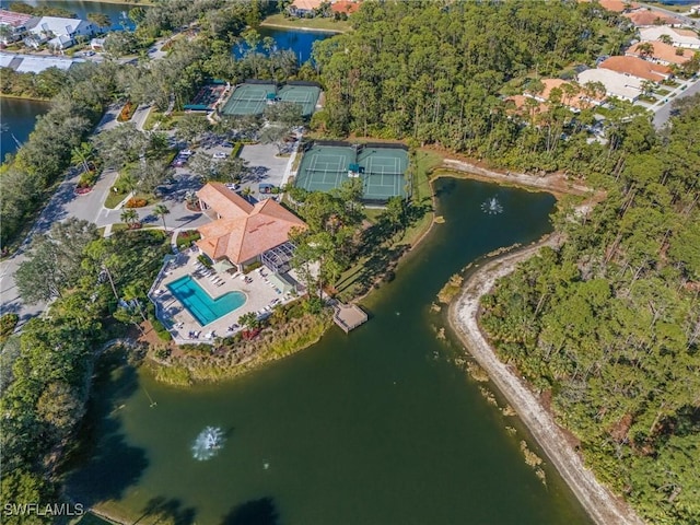 bird's eye view featuring a water view