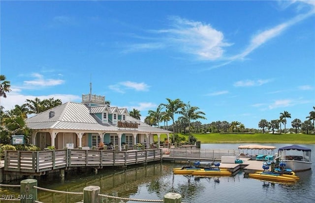 view of dock featuring a water view