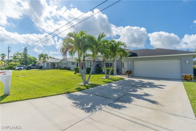 view of front of house with a garage and a front yard