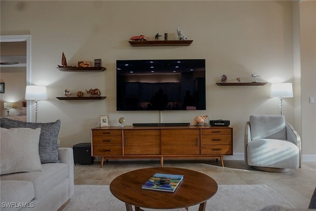 view of tiled living room