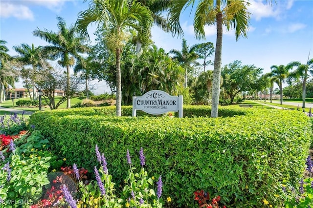 view of community sign