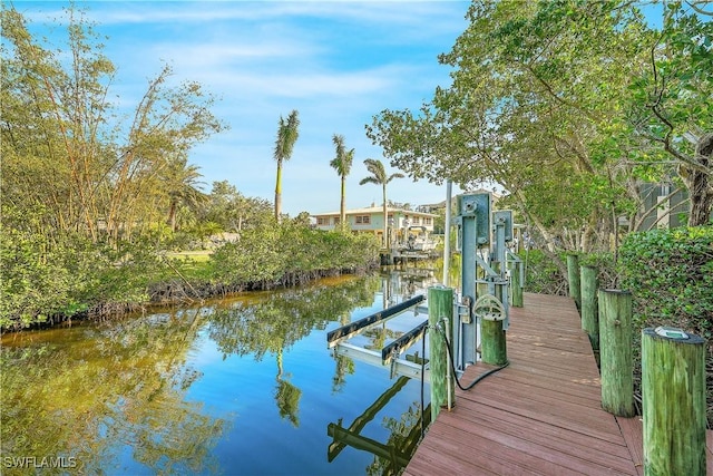 view of dock featuring a water view