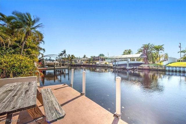 view of dock featuring a water view