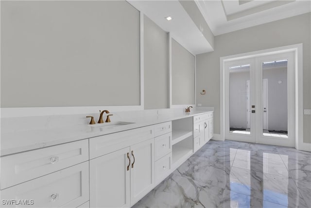 bathroom featuring vanity and french doors