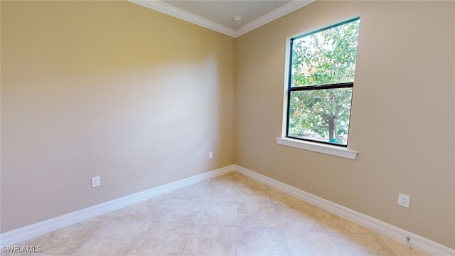 unfurnished room with ornamental molding