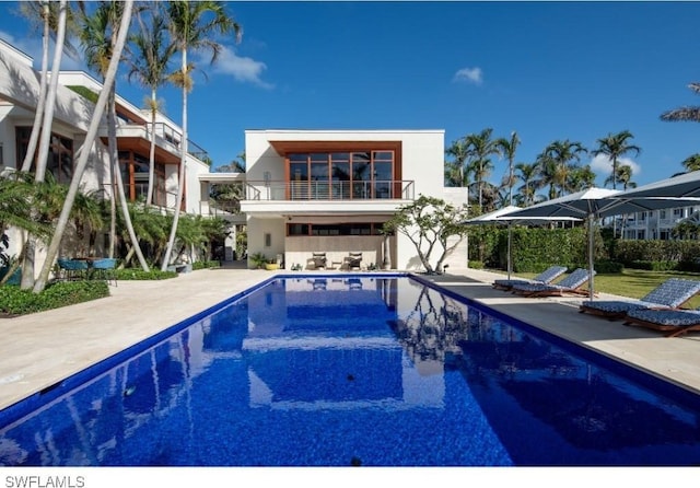 view of pool featuring a patio