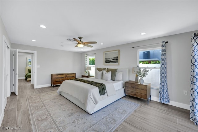 bedroom featuring ceiling fan