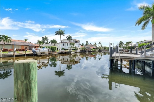 dock area featuring a water view