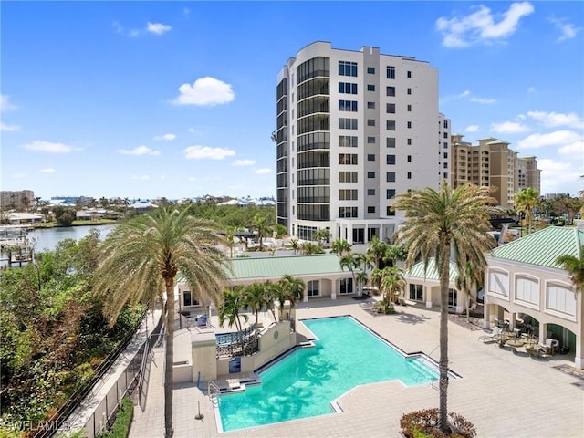 view of pool featuring a patio