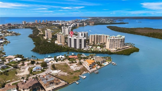 bird's eye view featuring a water view