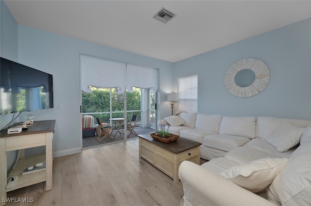 living room with light wood-type flooring