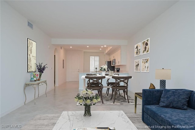 view of tiled living room