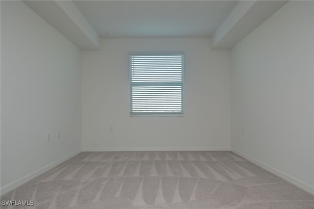 spare room featuring light carpet