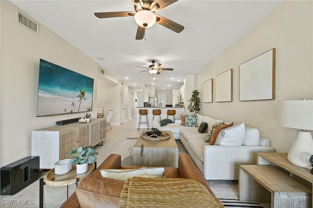 view of tiled living room