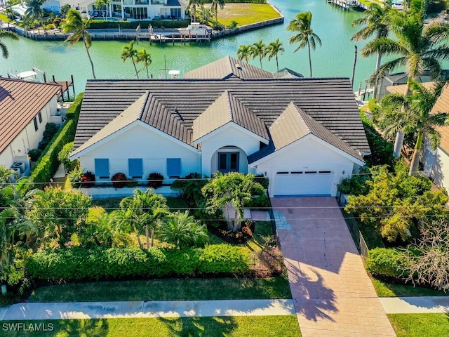 view of front of home featuring a water view