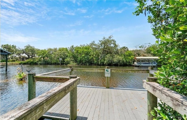 dock area featuring a water view