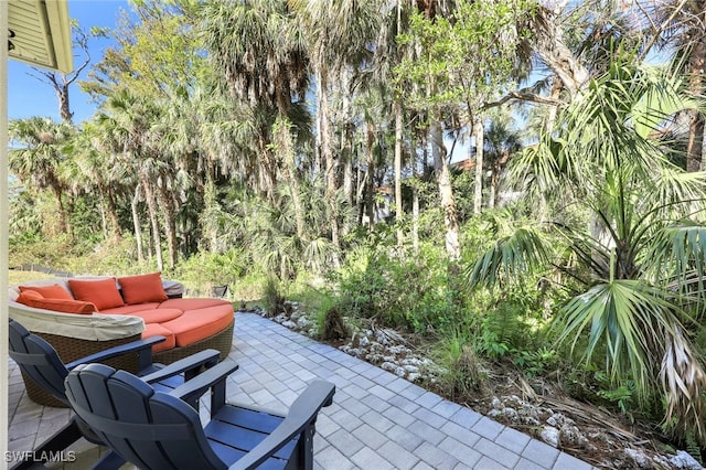 view of patio with an outdoor living space