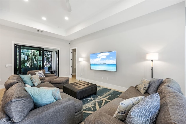 living room with wood-type flooring