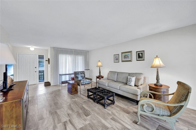 living room featuring light wood-type flooring