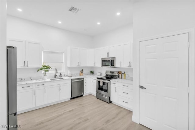 kitchen featuring sink, white cabinetry, and appliances with stainless steel finishes