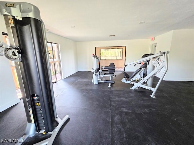 workout room featuring plenty of natural light