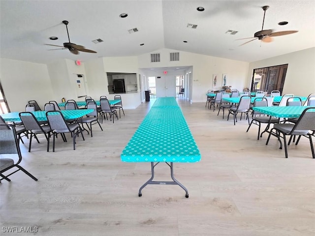 view of swimming pool with ceiling fan