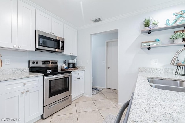 kitchen featuring white cabinetry, sink, and appliances with stainless steel finishes