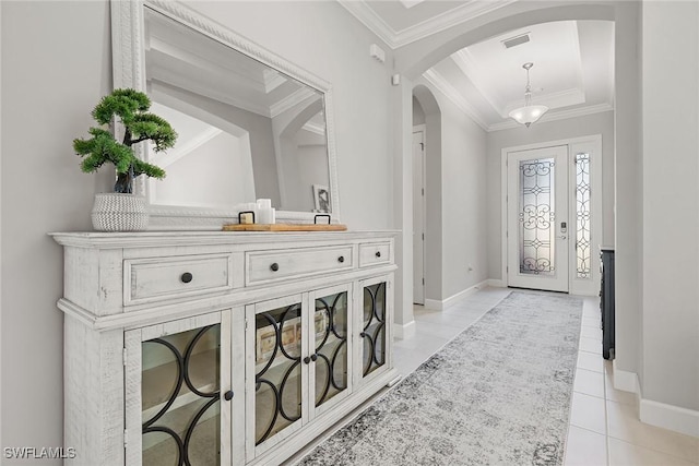 foyer with light tile patterned floors