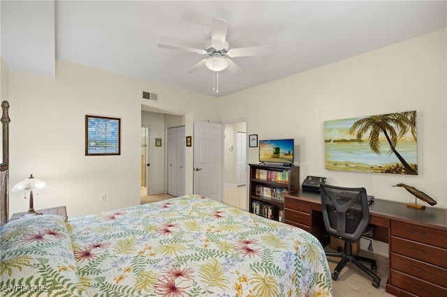 bedroom featuring ceiling fan