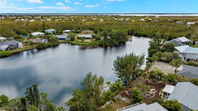 bird's eye view featuring a water view